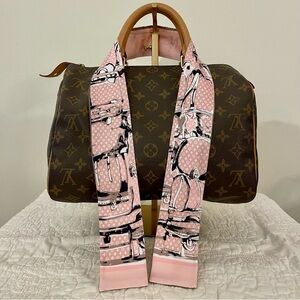 Luxury Brown and Pink Designer Style Twilly
